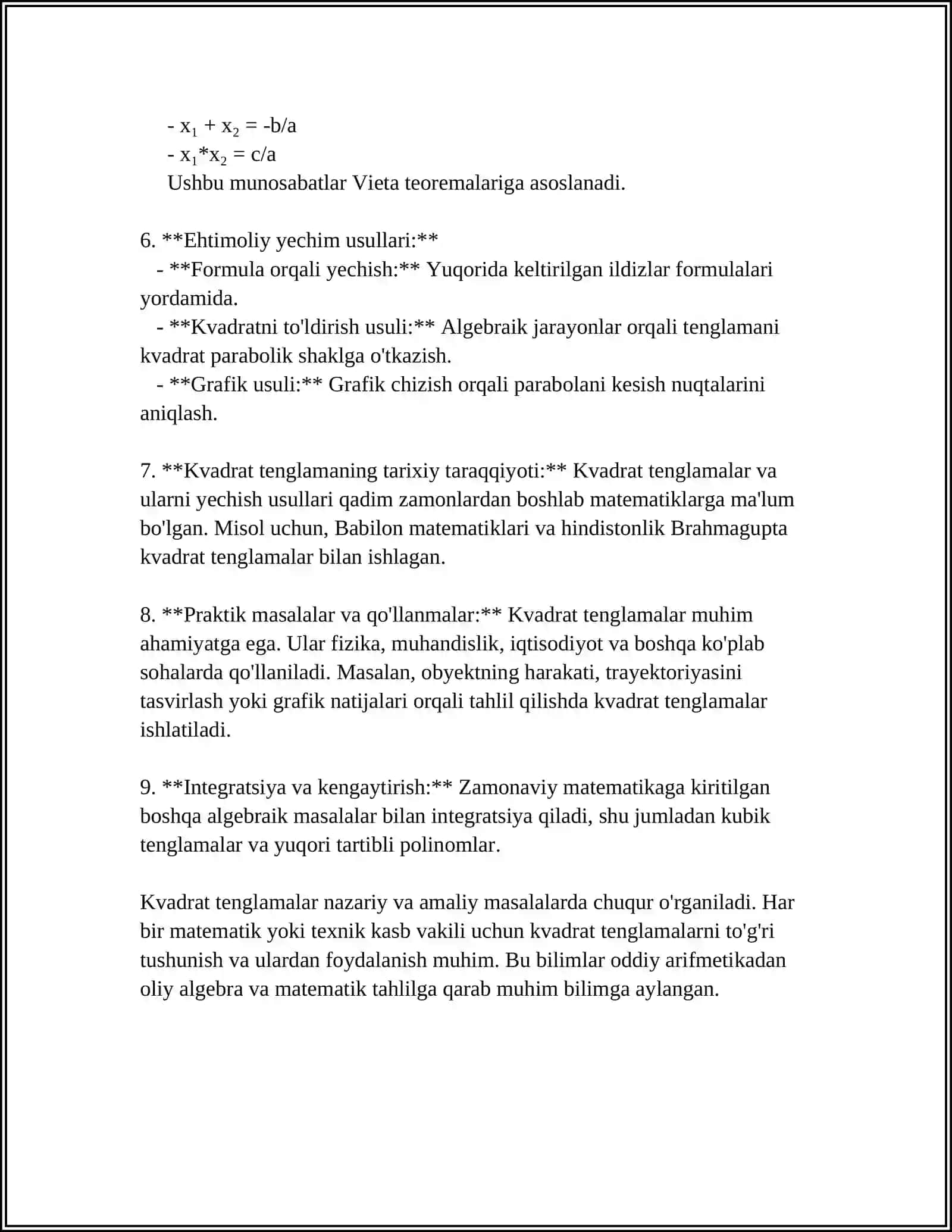KVADRAT TENGLAMA 4