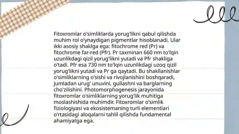 Fitoxrom tizimi va uning oʻsimliklarning oʻsishi va rivojlanishidagi oʻrni 4