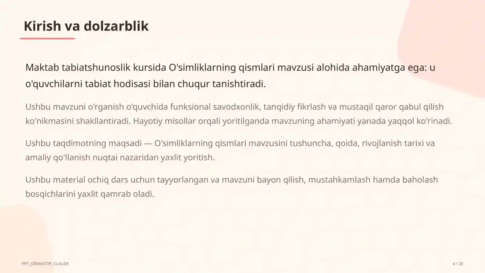 O'simliklarning qismlari (2-sinf) 4