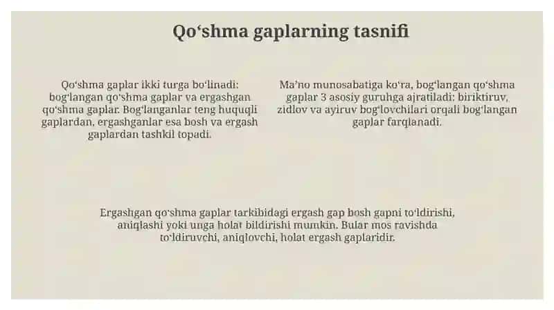 Qoʻshma gaplarning turlari 4