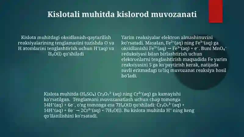 Oksidlanish va Reduksiya 4