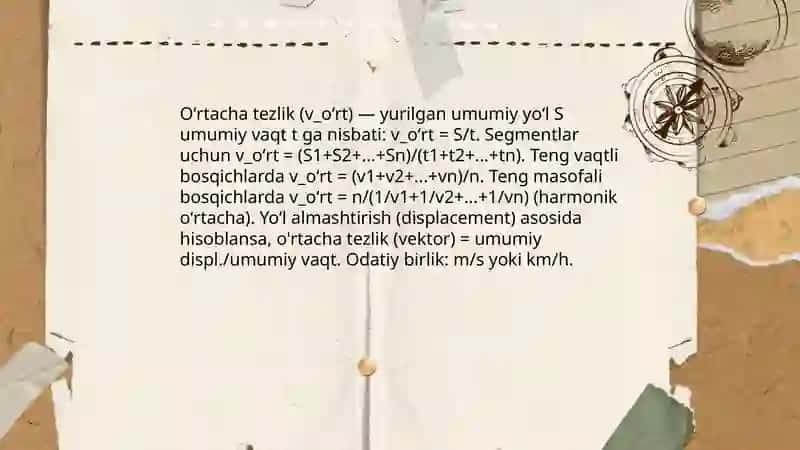 Tezlik, Oĝirlik Massa 4