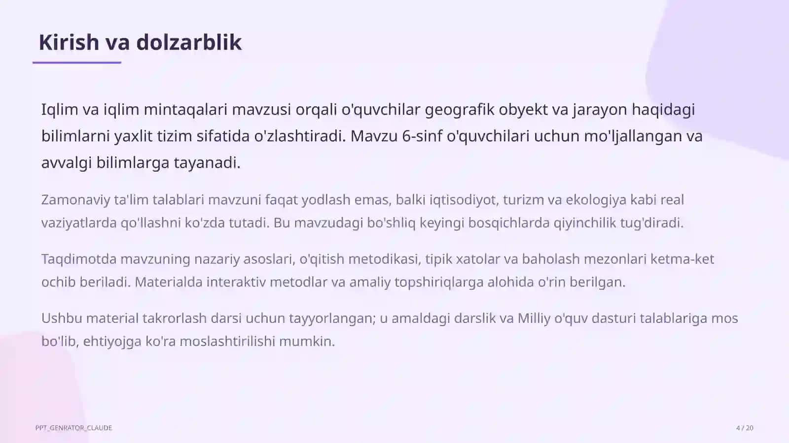 Iqlim va iqlim mintaqalari (6-sinf) 4