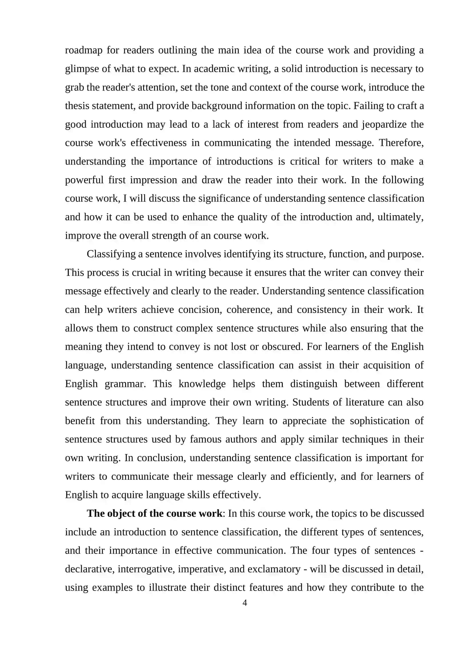 Classification of Sentences 4