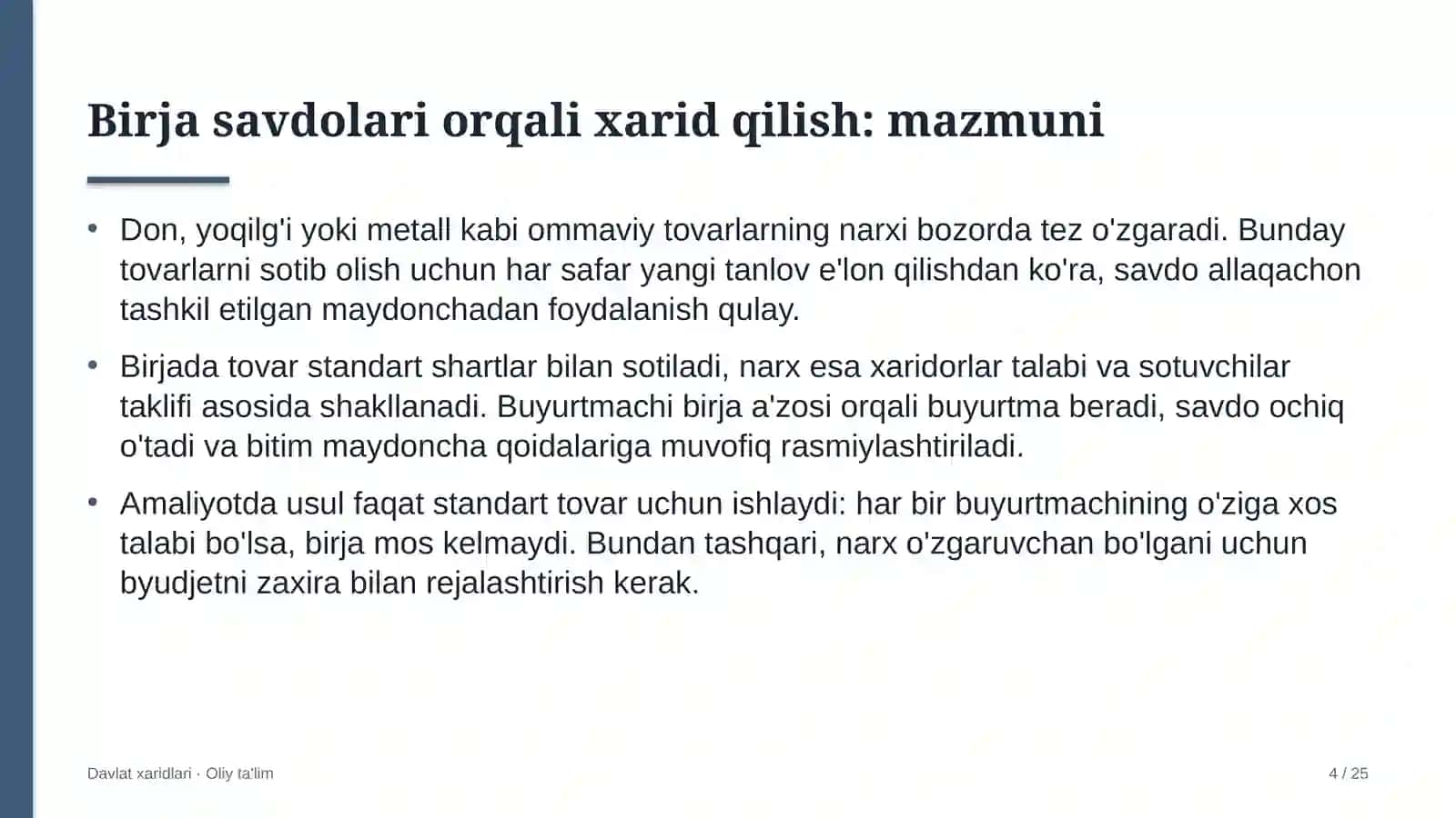 Konsalting kompaniyalarida birja savdolari orqali xarid qilish 4