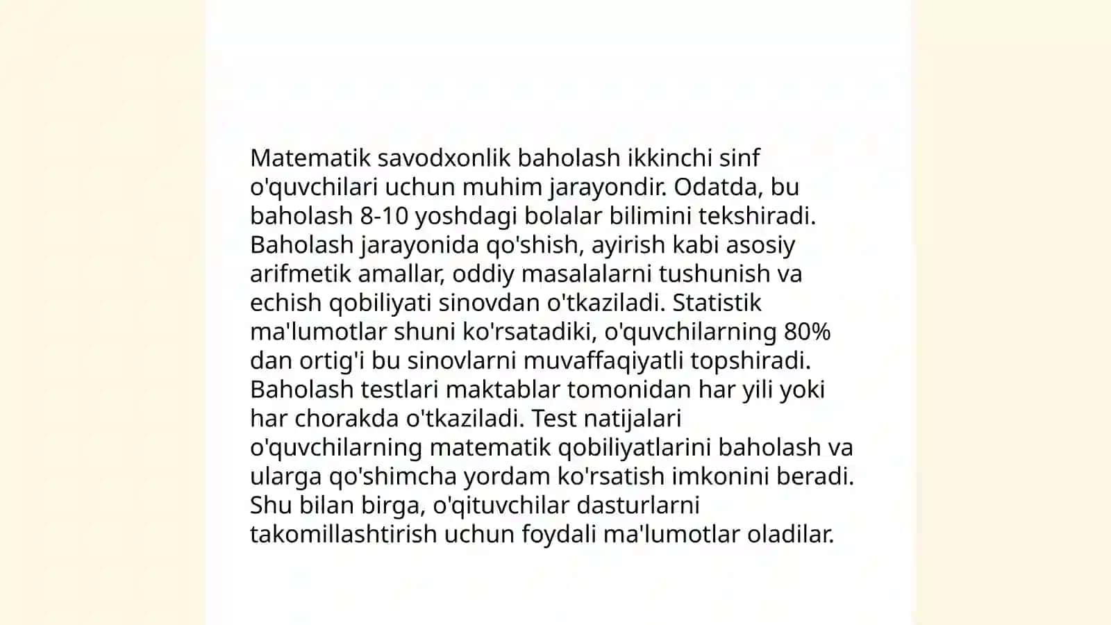 O'qish savodxonligi baholash 4