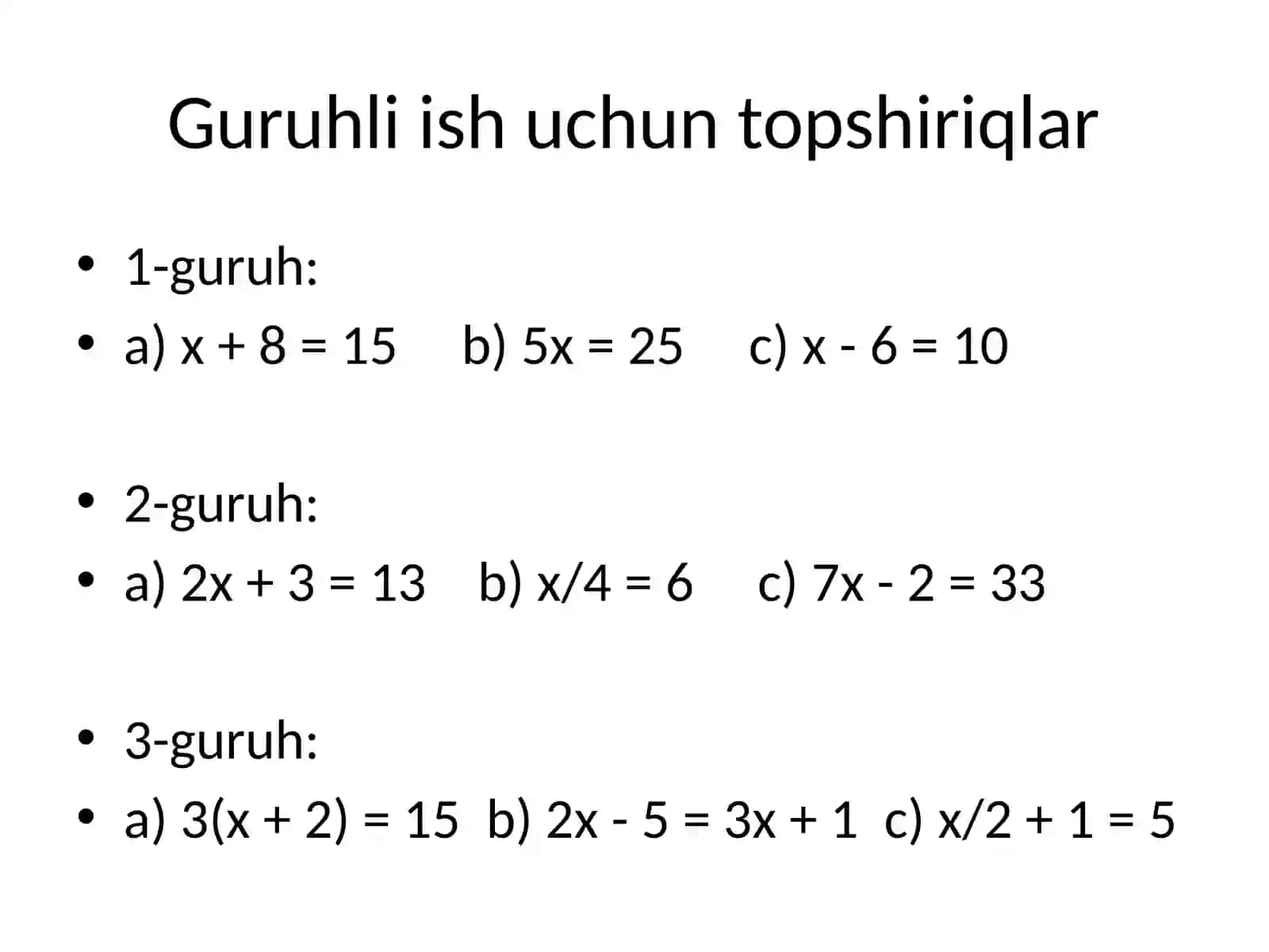 Bir nomaʼlumli tenglamalar 4