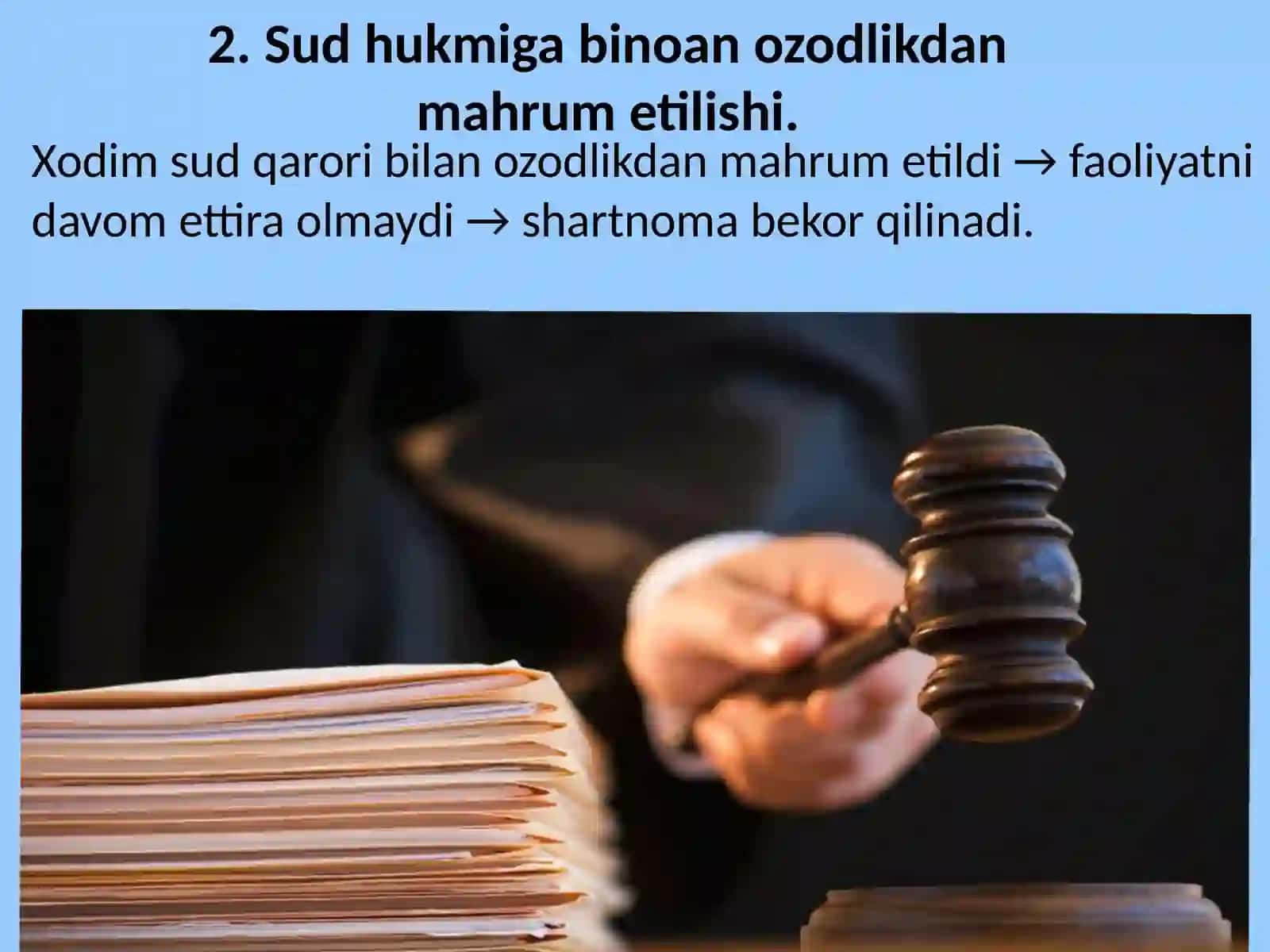 Mehnat shartnomasi bekor qilish holatlari 4