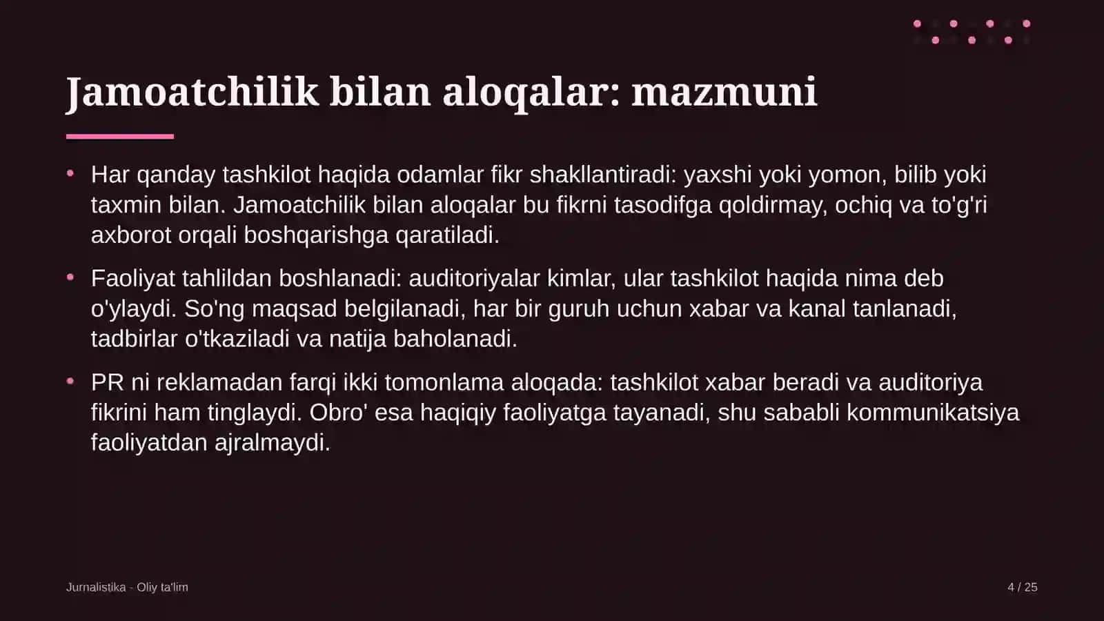 Jamoatchilik bilan aloqalar: mohiyati 4