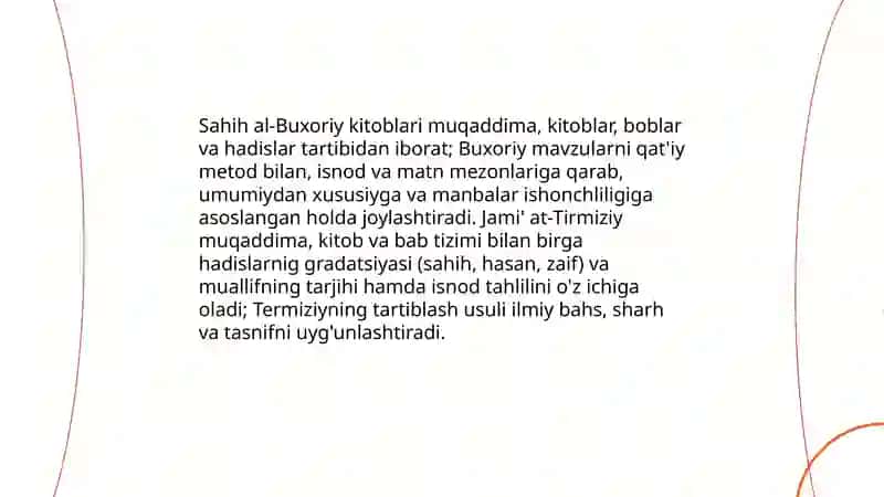 Imom Buxoriy va Imom Termiziyning hadis ilmiga qo‘shgan hissalarini qiyosiy tahlili 4