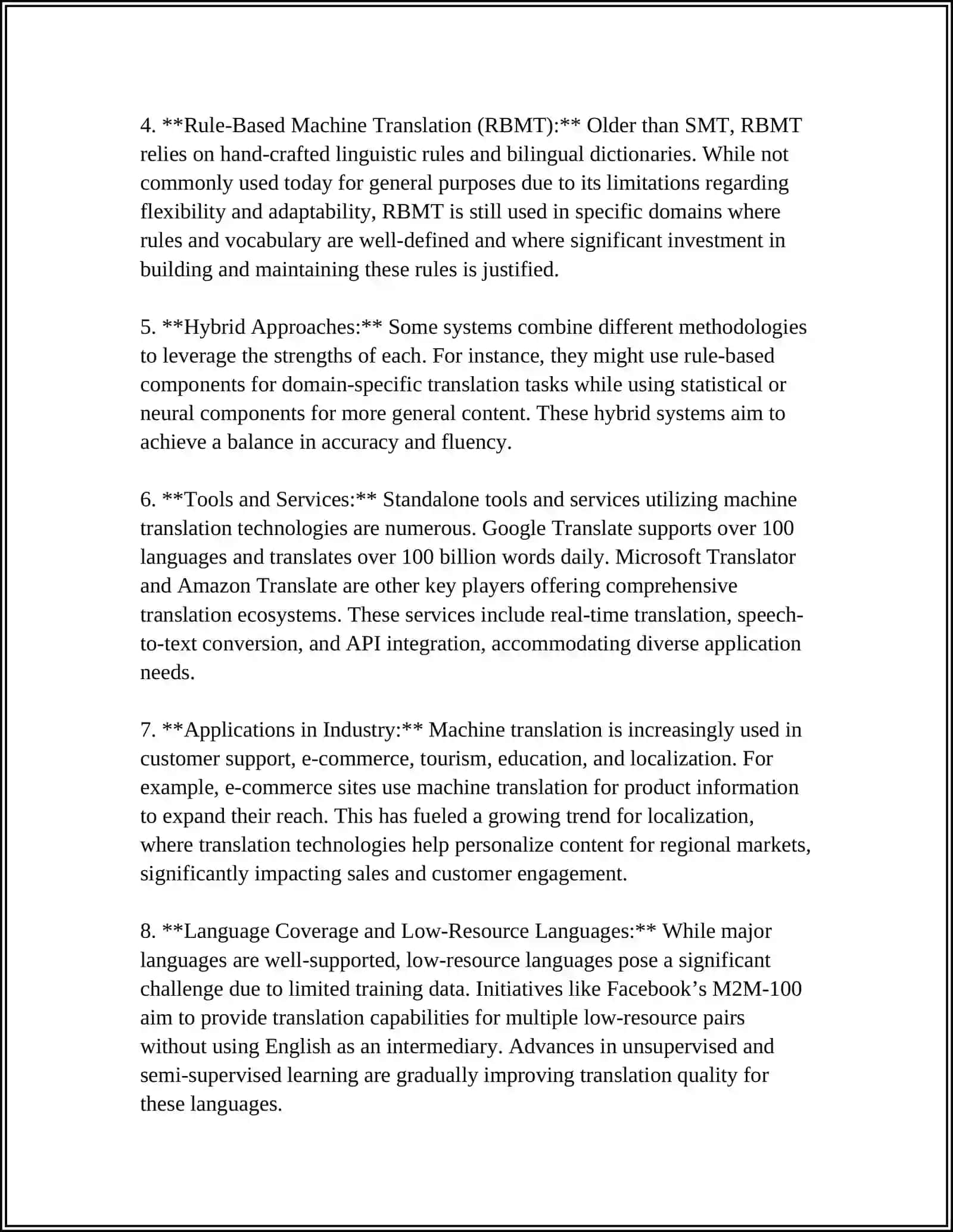 Machine Translation Technologies 4
