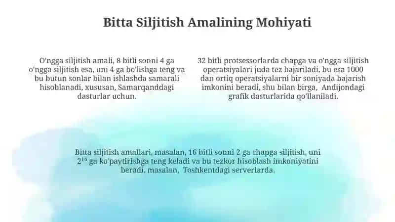 Chapga va O'ngga Siljitishning Misollari 4