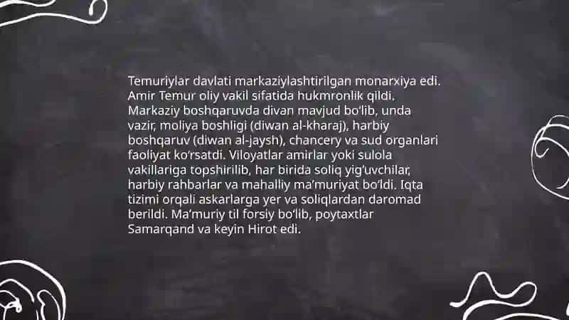 Amir Temur davri davlatchiligi 4