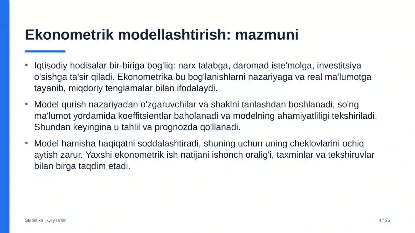Ulgurji bozorlarda ekonometrik modellashtirish 4