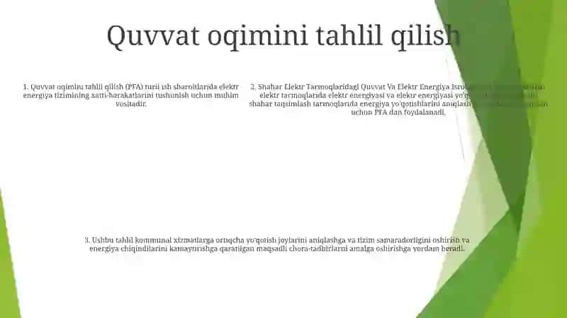 Shahar Elektr Tarmoqlaridagi Quvvat Va Elektr Energiya Isroflarini Aniqlash 4
