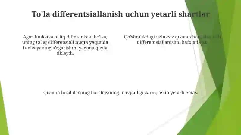 Toʻla differentsiallik sharti 4
