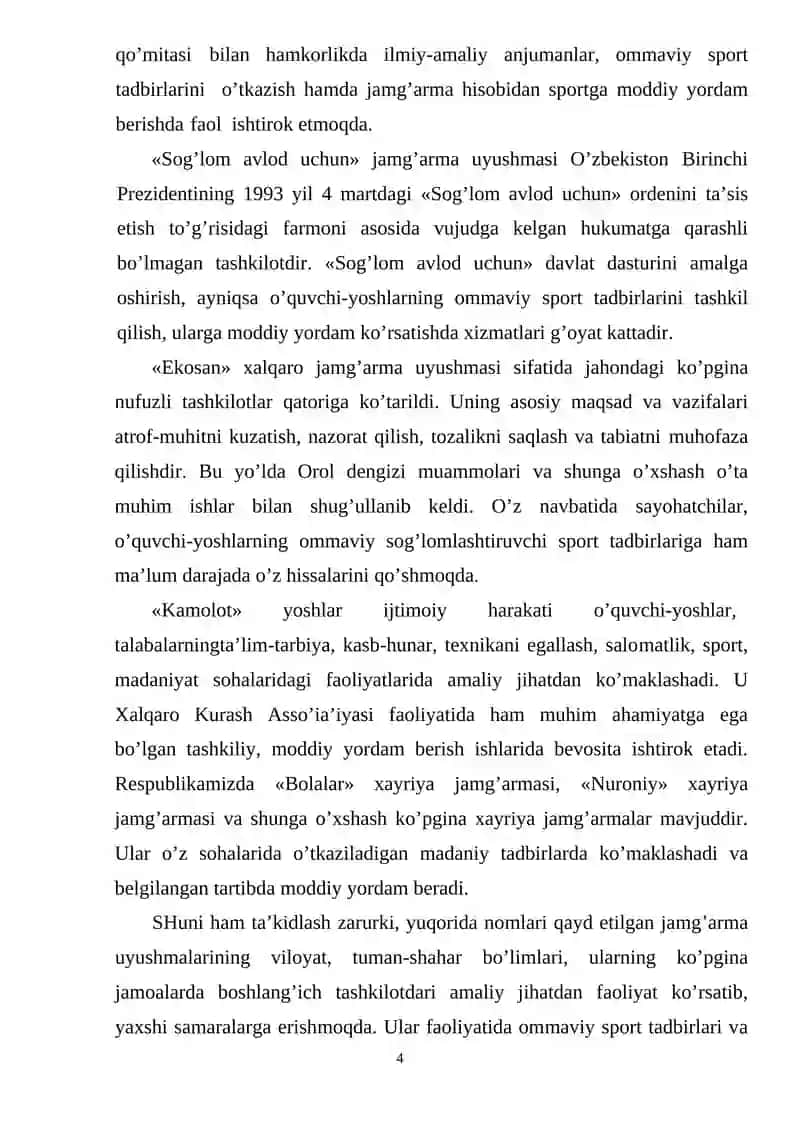 SPORT MAKTABLARI VA MARKAZLARI FAOLIYTINI TASHKIL QILISH 4