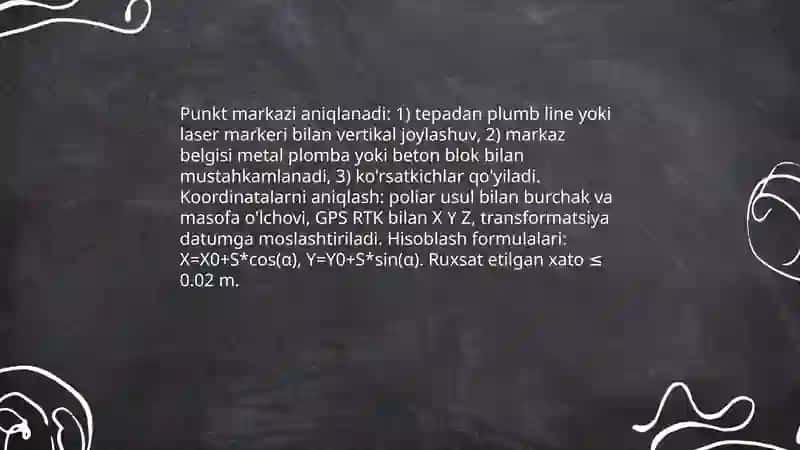 Geodezik punkitlarni joyga ornatish 4