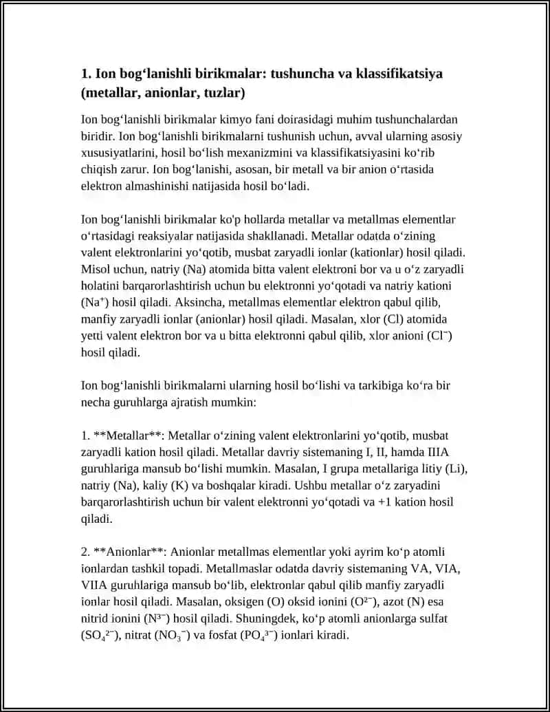 Tuproq va suvning ifloslanishida ion bogʻlanishli birikmalarni aniqlab ulardan tozalash usulini ishlab chiqish 4