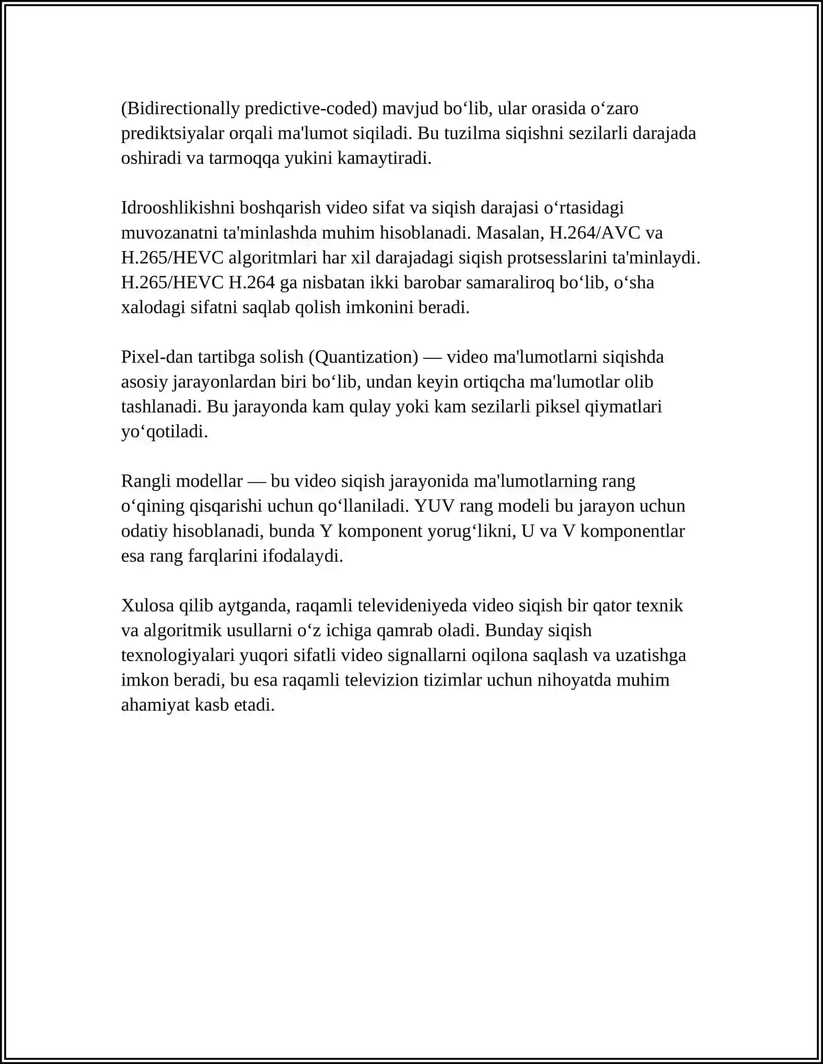 RAQAMLI TELEVIZION TIZIMLARDA KODLASH 4