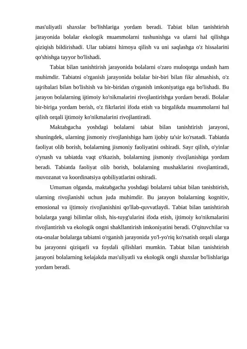 Maktabgacha yoshdagi bolalarni tabiat bilan tanishtirish usullari 4