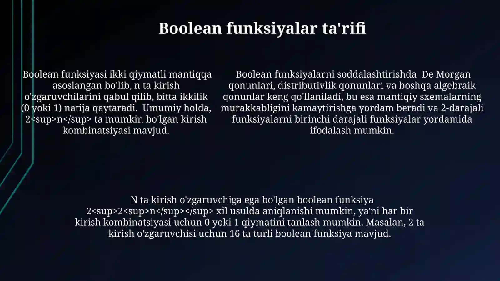 Boolean Funktsiyalarining Ta'rifi va Xossalari 4