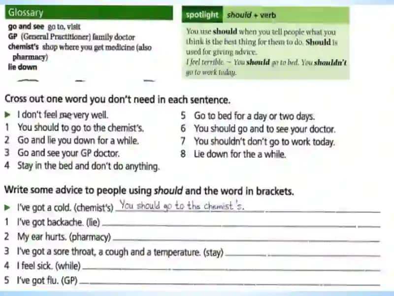 Lesson 17. I CAN TALK ABOUT ILLNESSES. 4
