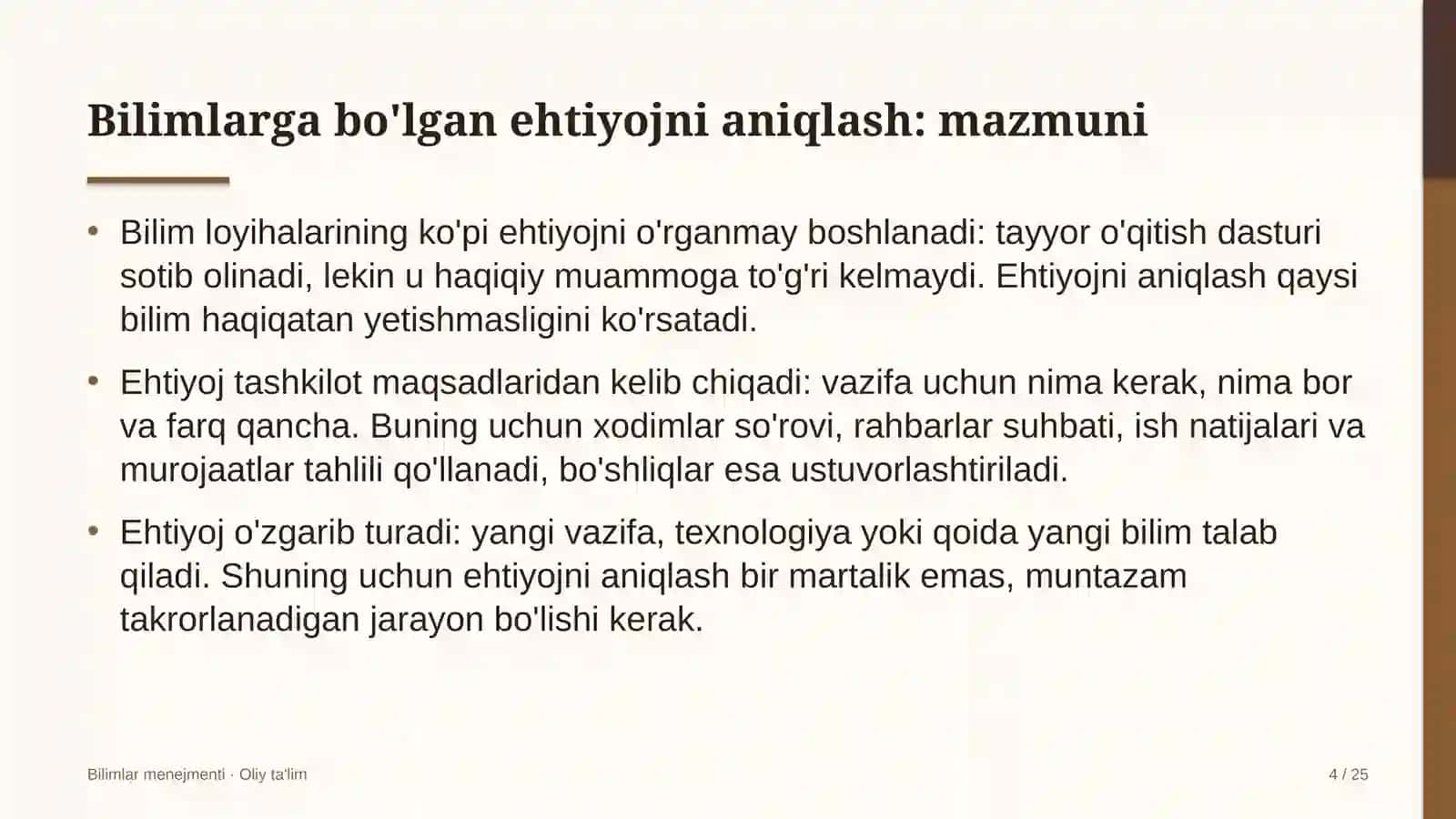 Sanoatda bilimlarga bo'lgan ehtiyojni aniqlash 4