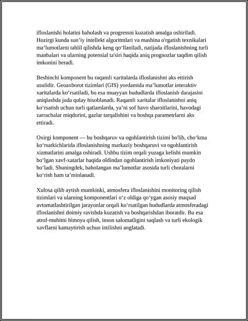 ATMOSFERA IFLOSLANISHINI MONITORING QILISH VA RAGAMLI XARITALARDA AKS ETTIRISH 4
