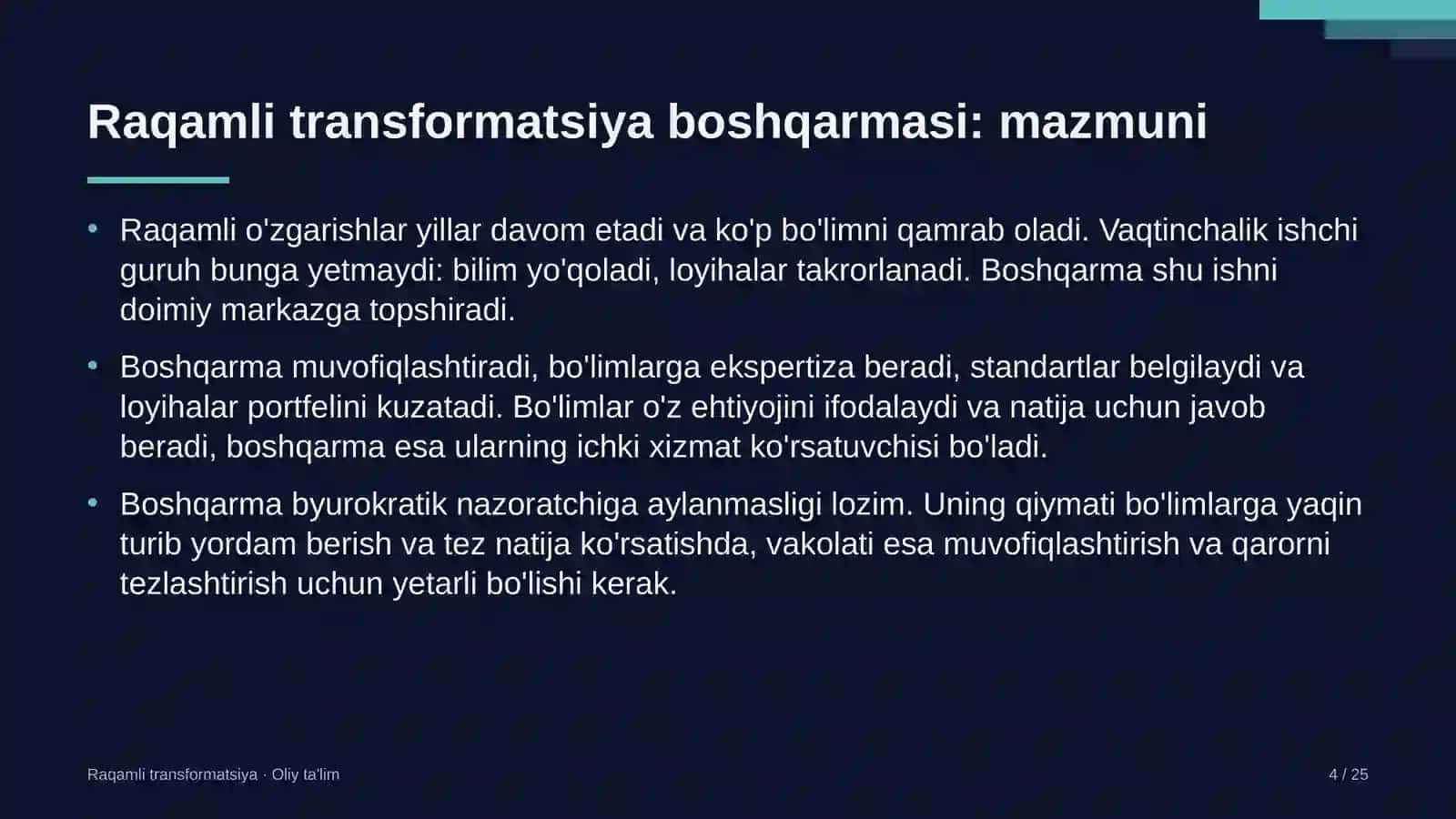 Robototexnikada raqamli transformatsiya boshqarmasini tashkil etish 4