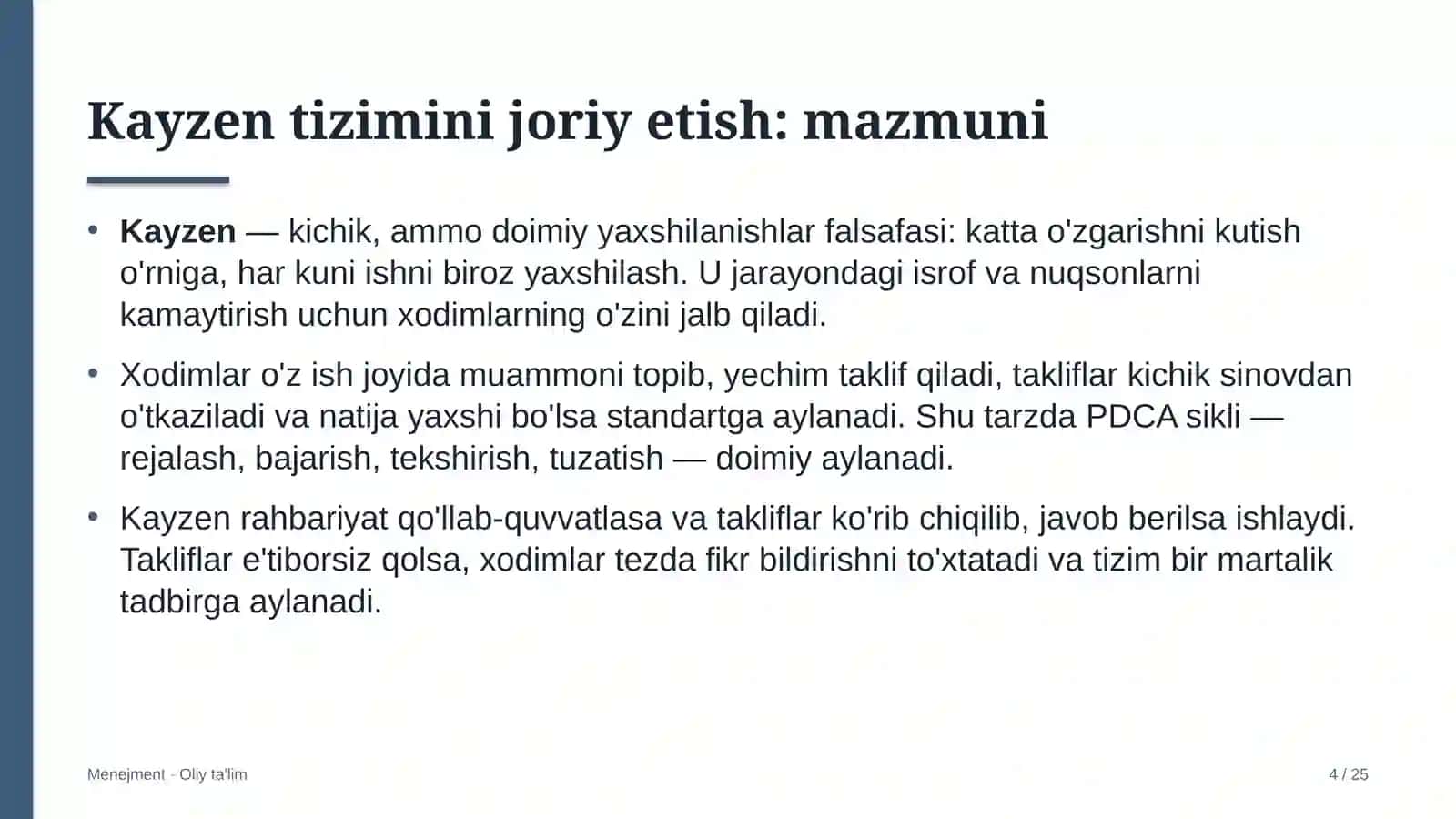 Developerlik kompaniyalarida kayzen tizimini joriy etish 4