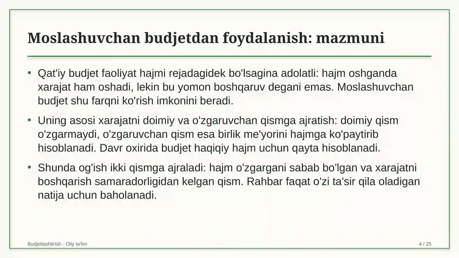 Xalqaro tashkilotlarda moslashuvchan budjetdan foydalanish 4