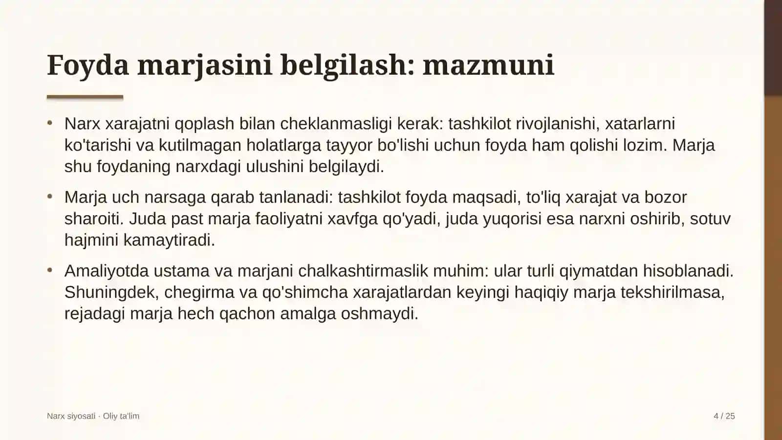 Daryo transportida foyda marjasini belgilash 4