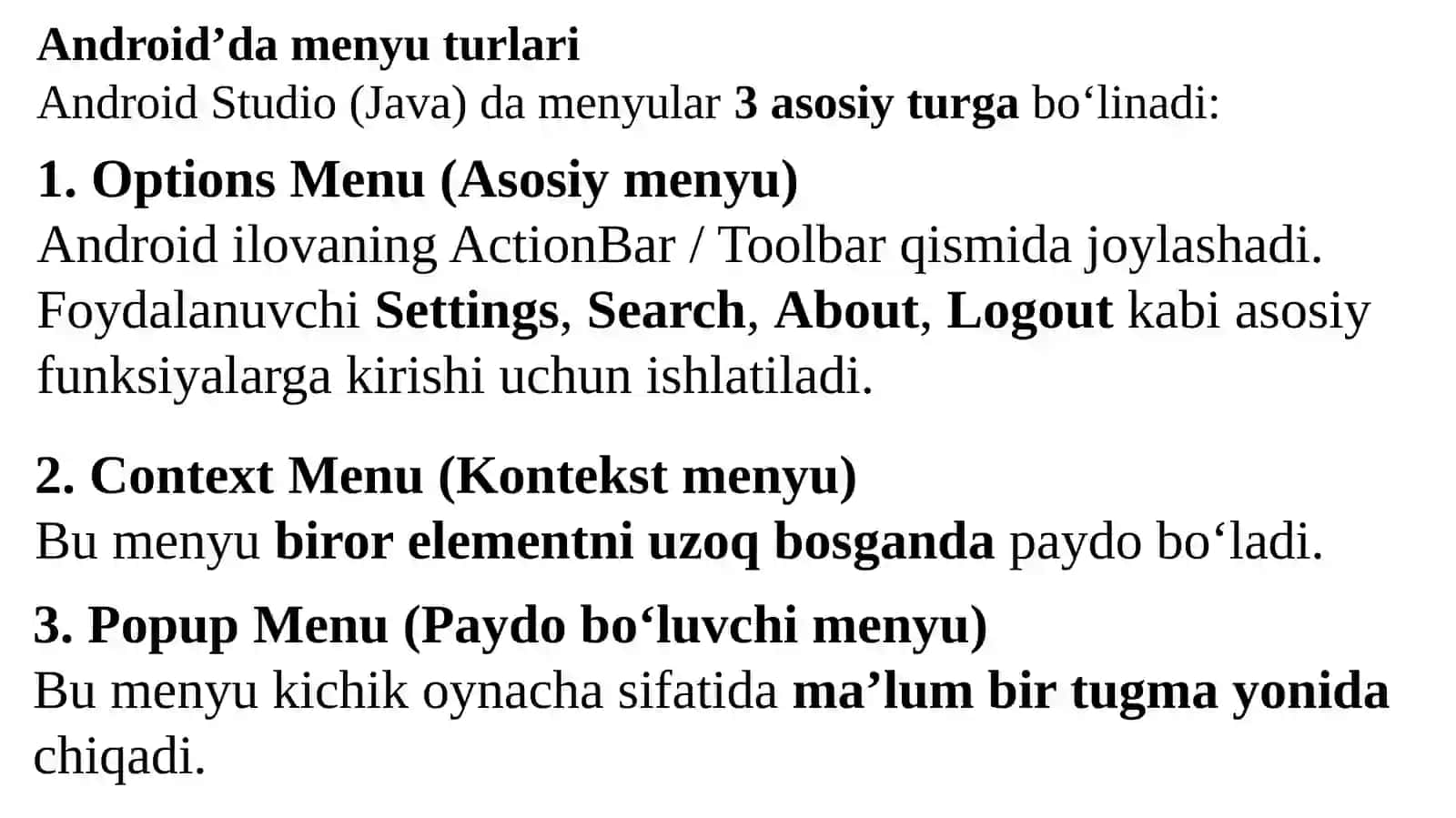 Menyu va kontekst menyular 4