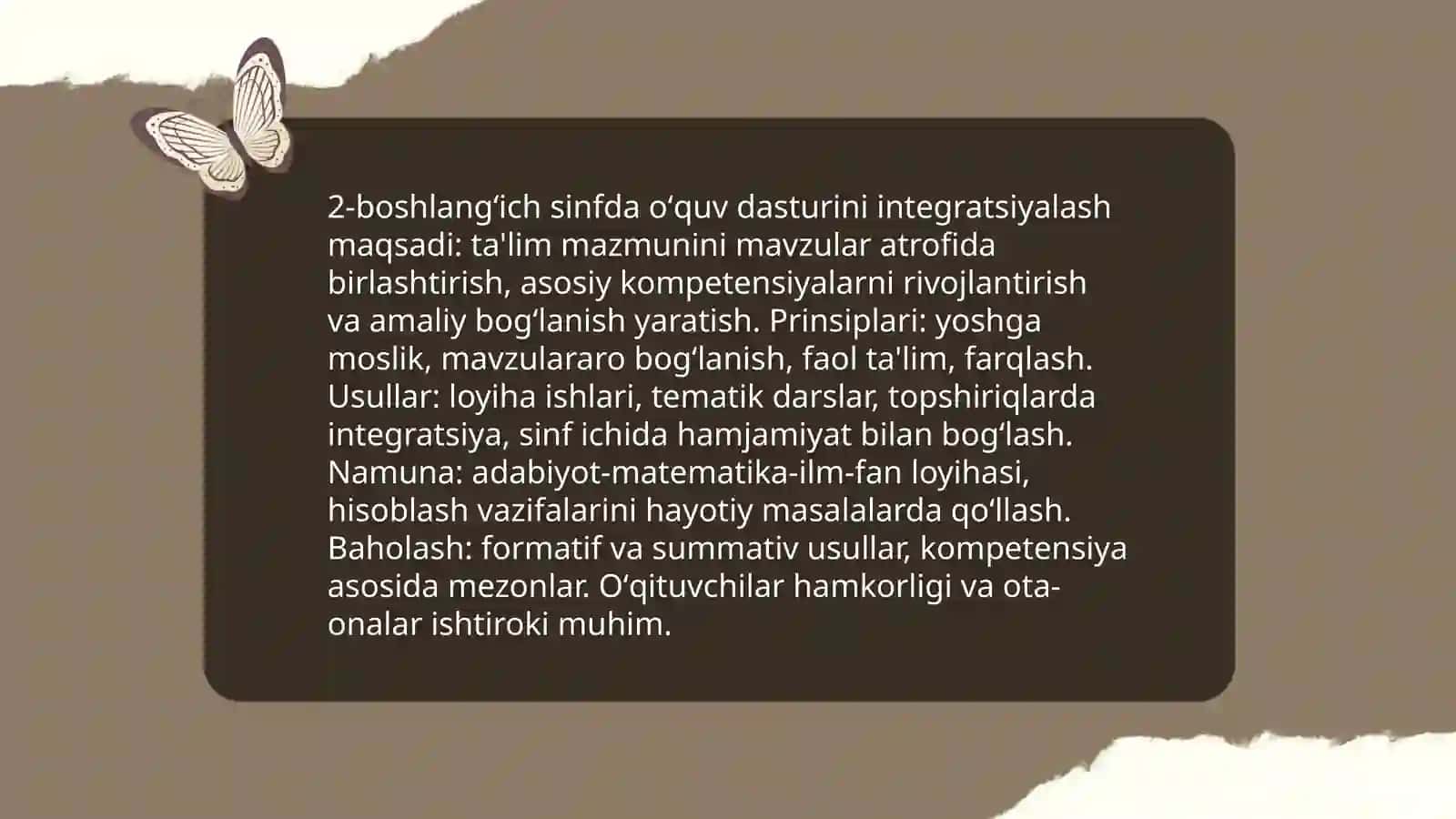 Boshlangʻich sinfda darslarini integratsiyalash 4