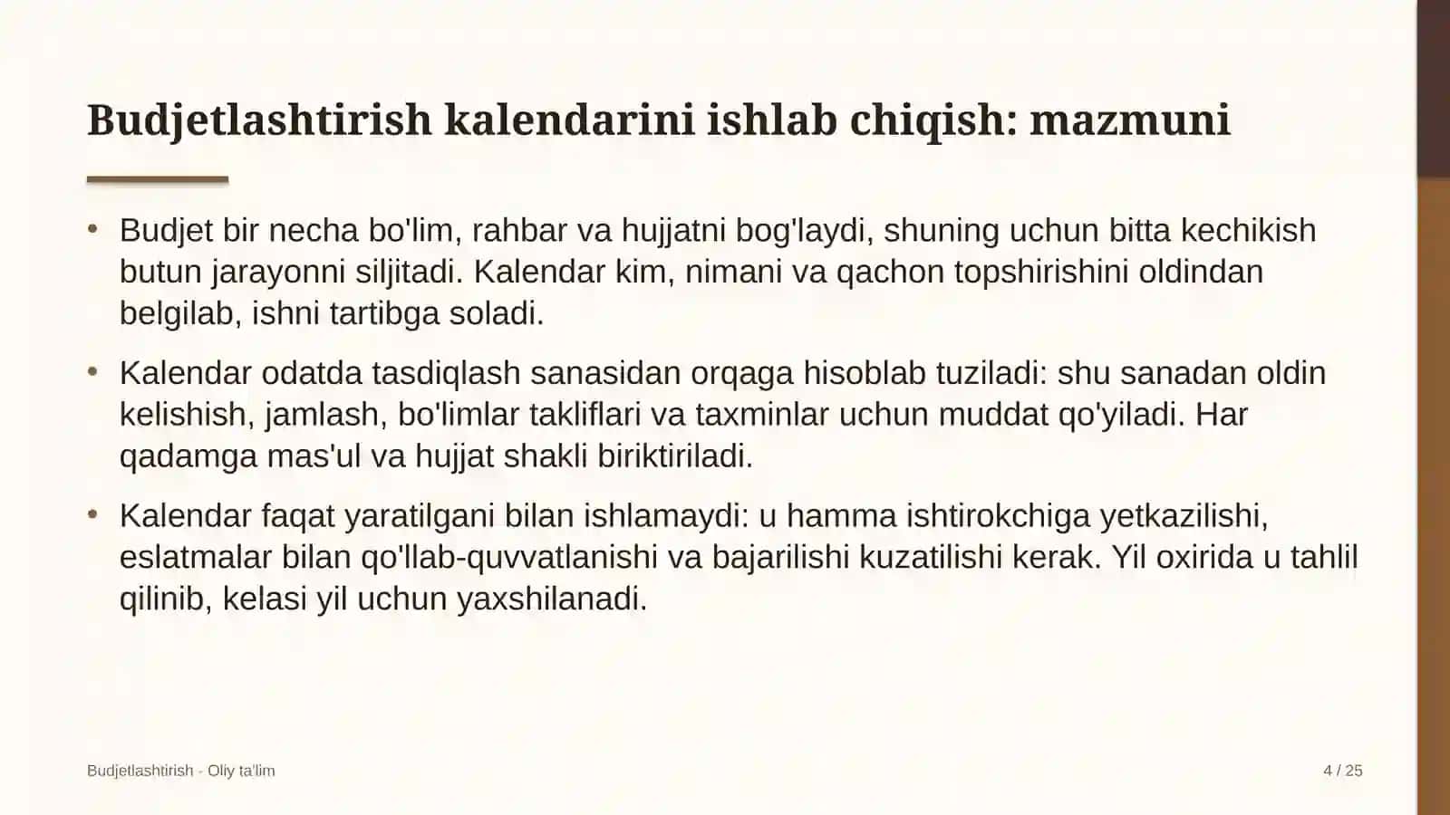 Ekoturizmda budjetlashtirish kalendarini ishlab chiqish 4