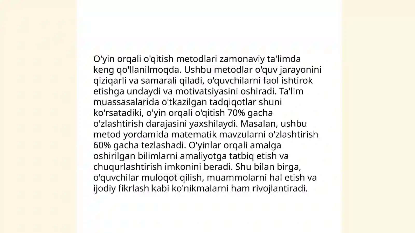 Interfaol o'qitish usullari 4
