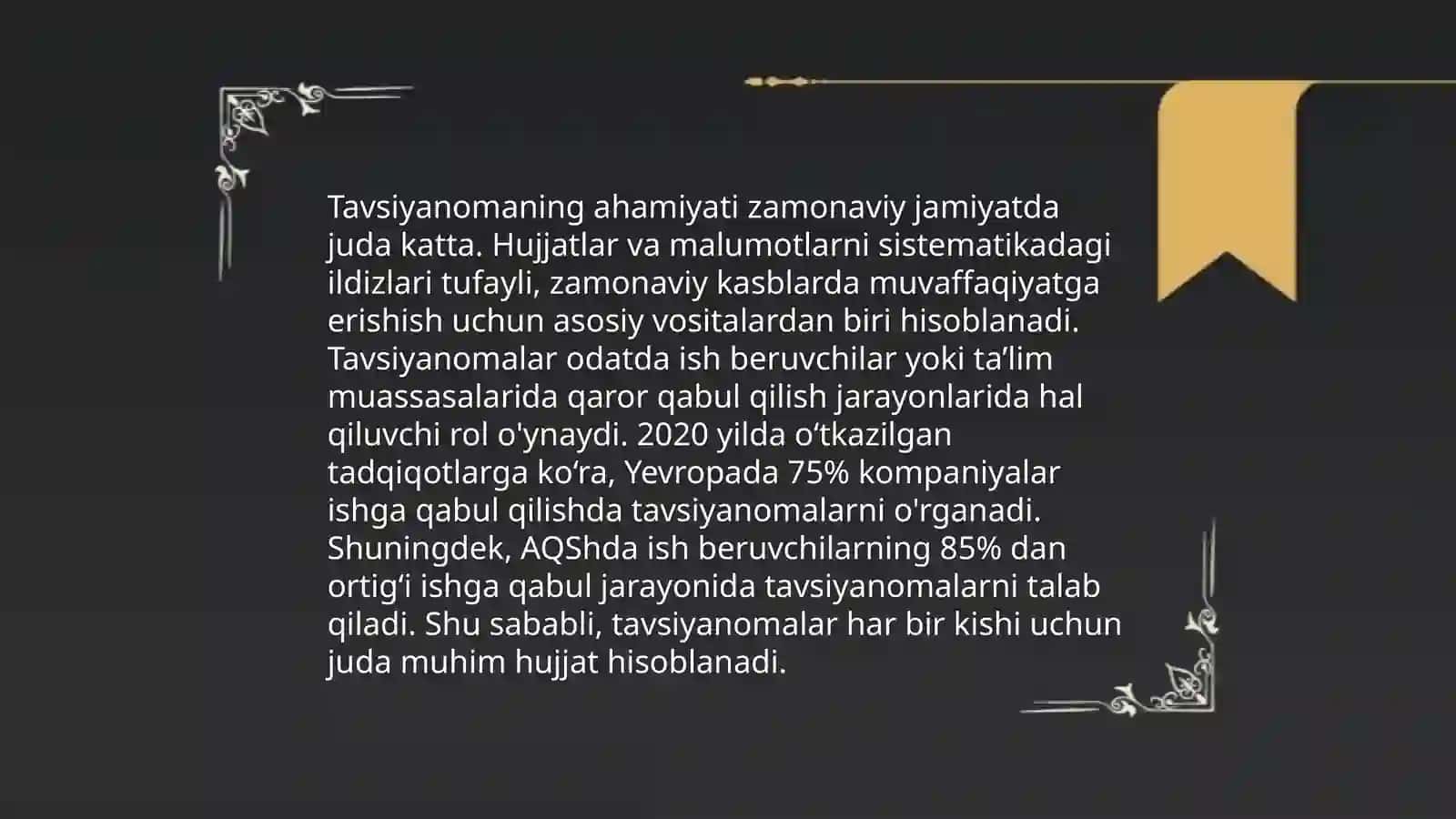 Tavsfinoma va tavsiyanomaning ōziga xos xususiyatlati 4