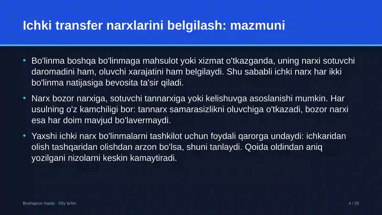 Ekologik ta'limda ichki transfer narxlarini belgilash 4