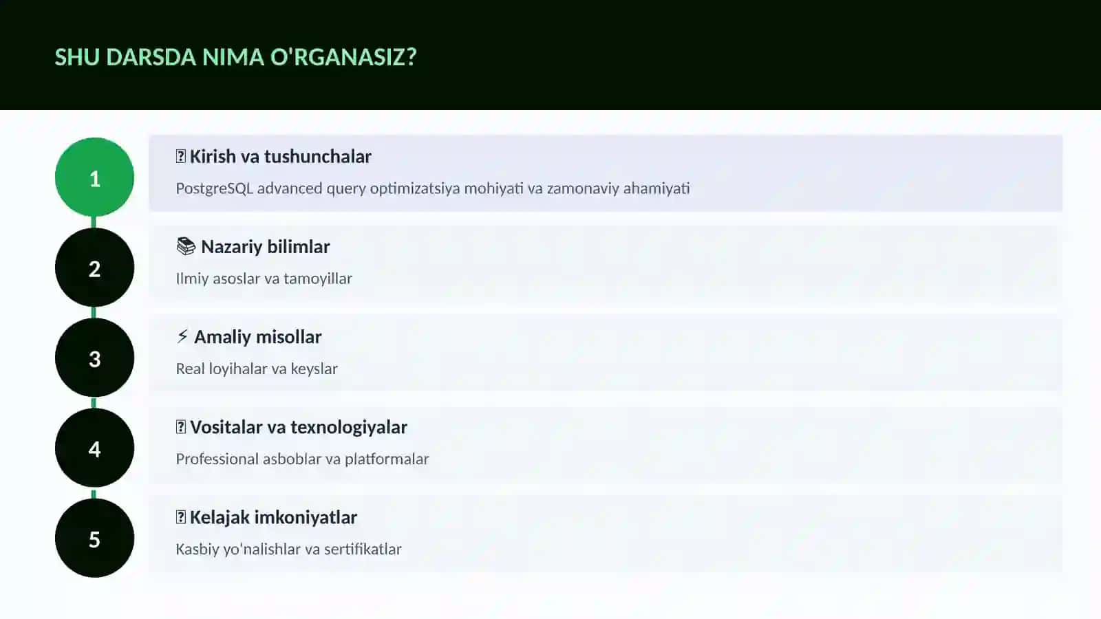 PostgreSQL advanced query optimizatsiya 4