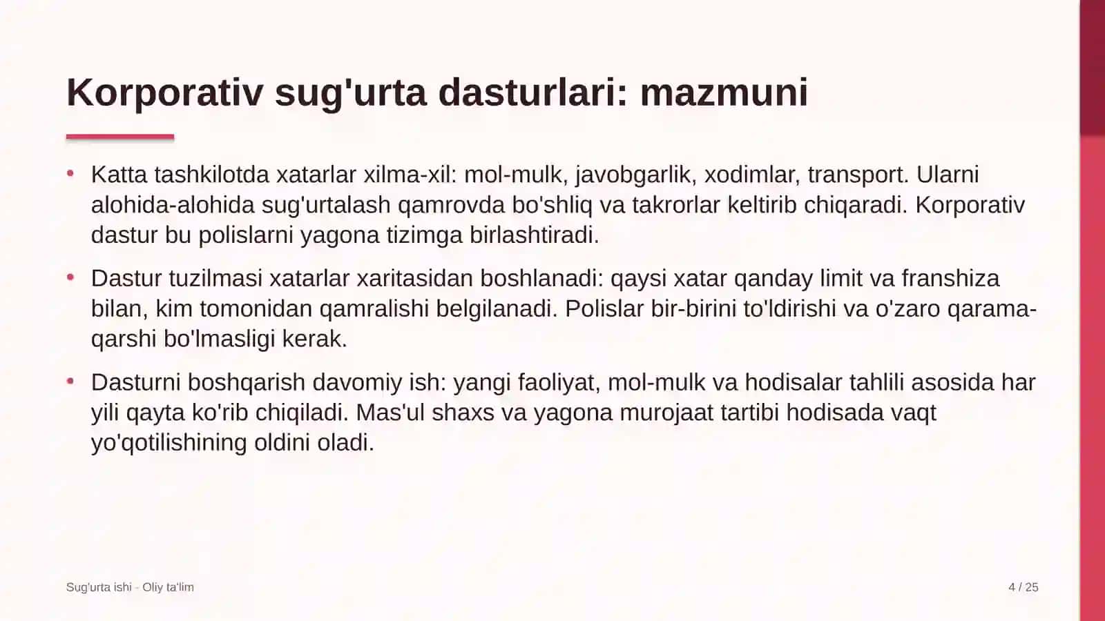 Pillachilikda korporativ sug'urta dasturlari 4