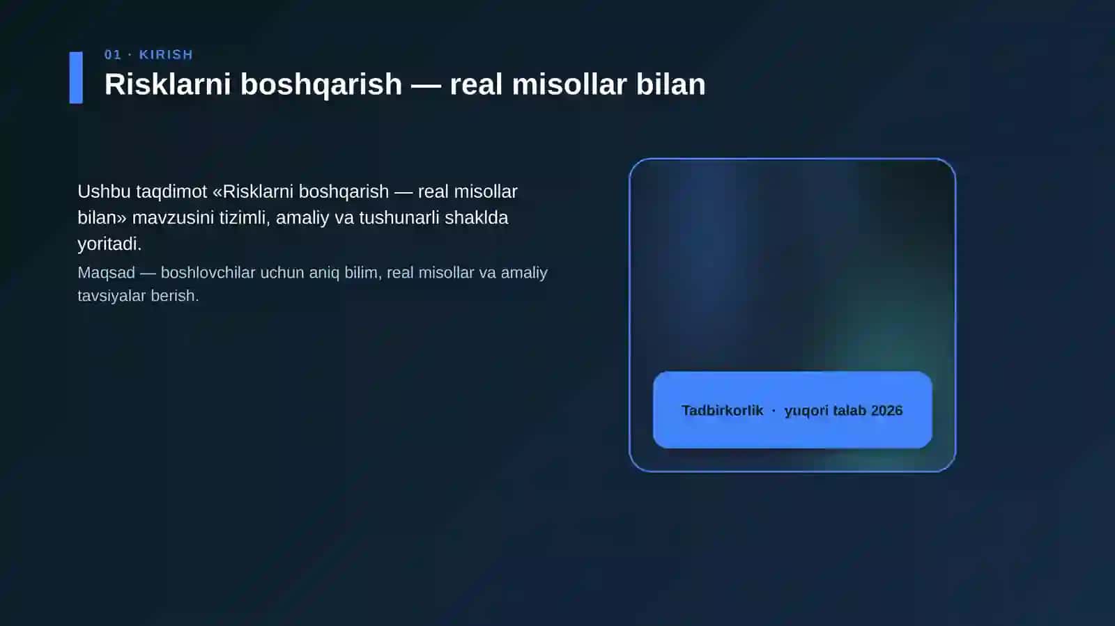 Risklarni boshqarish — real misollar bilan 4