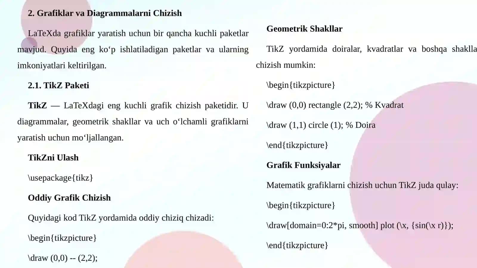 LaTeX Dasturining Grafik Imkoniyatlari 4