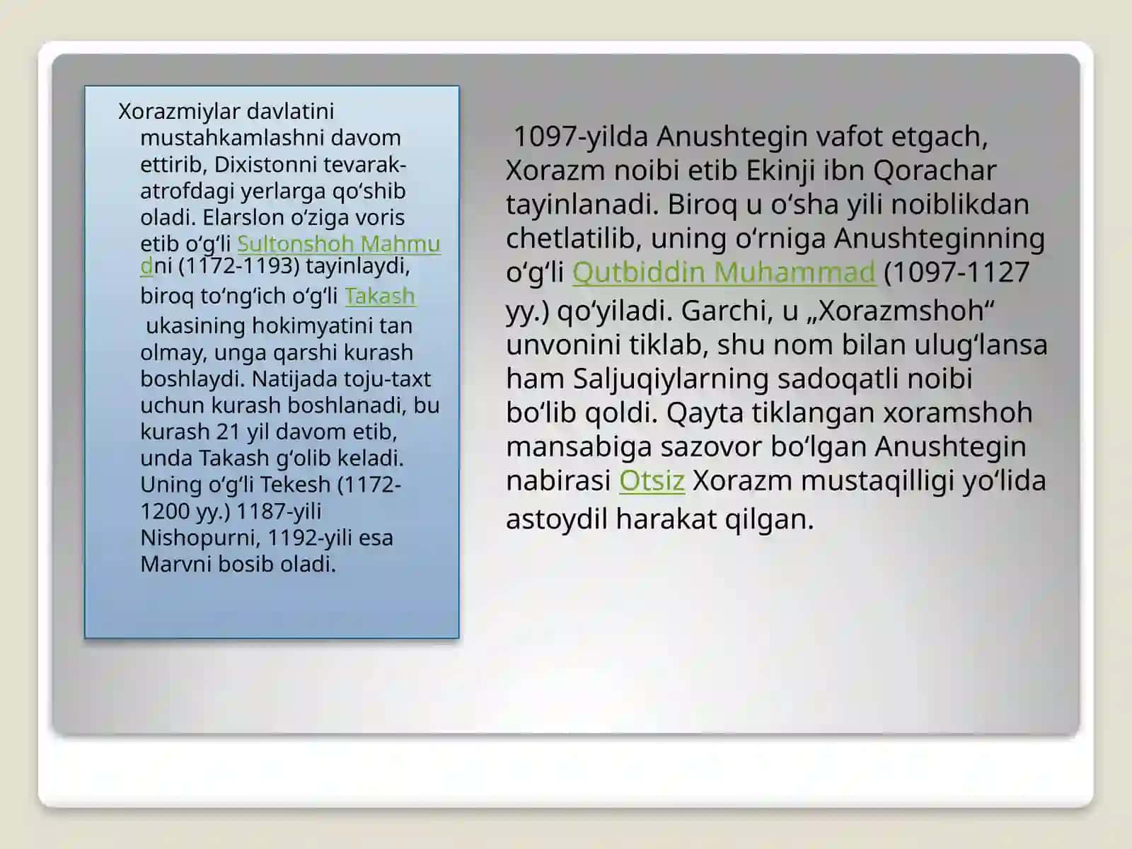 Xorazmshohlar davlati va uning yuksalishi 4