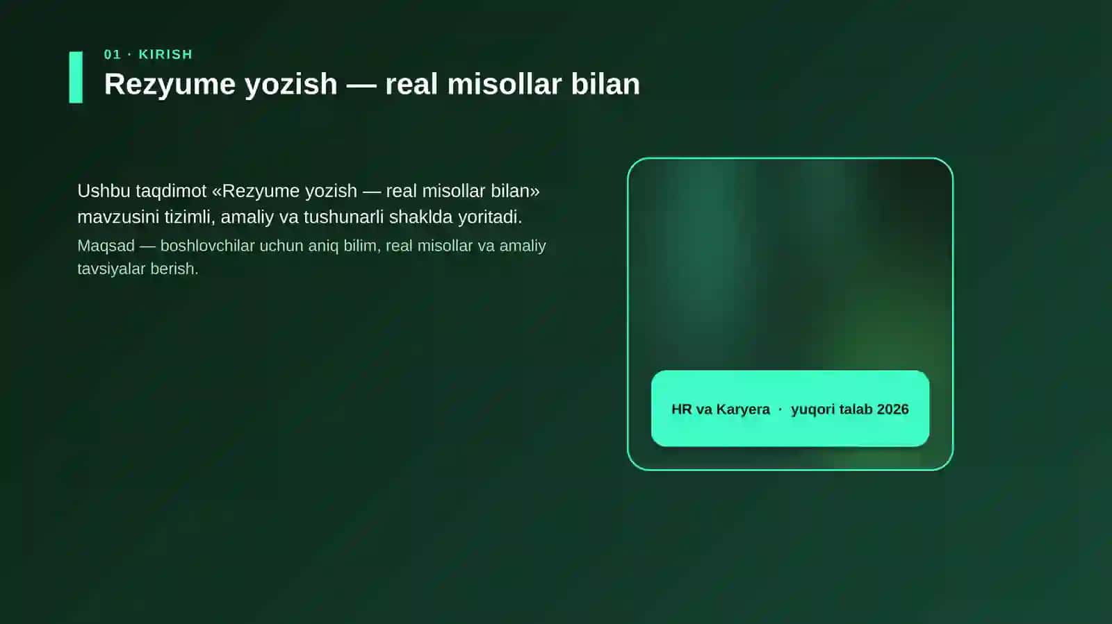 Rezyume yozish — real misollar bilan 4