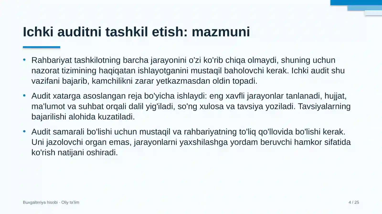 Developerlik kompaniyalarida ichki auditni tashkil etish 4