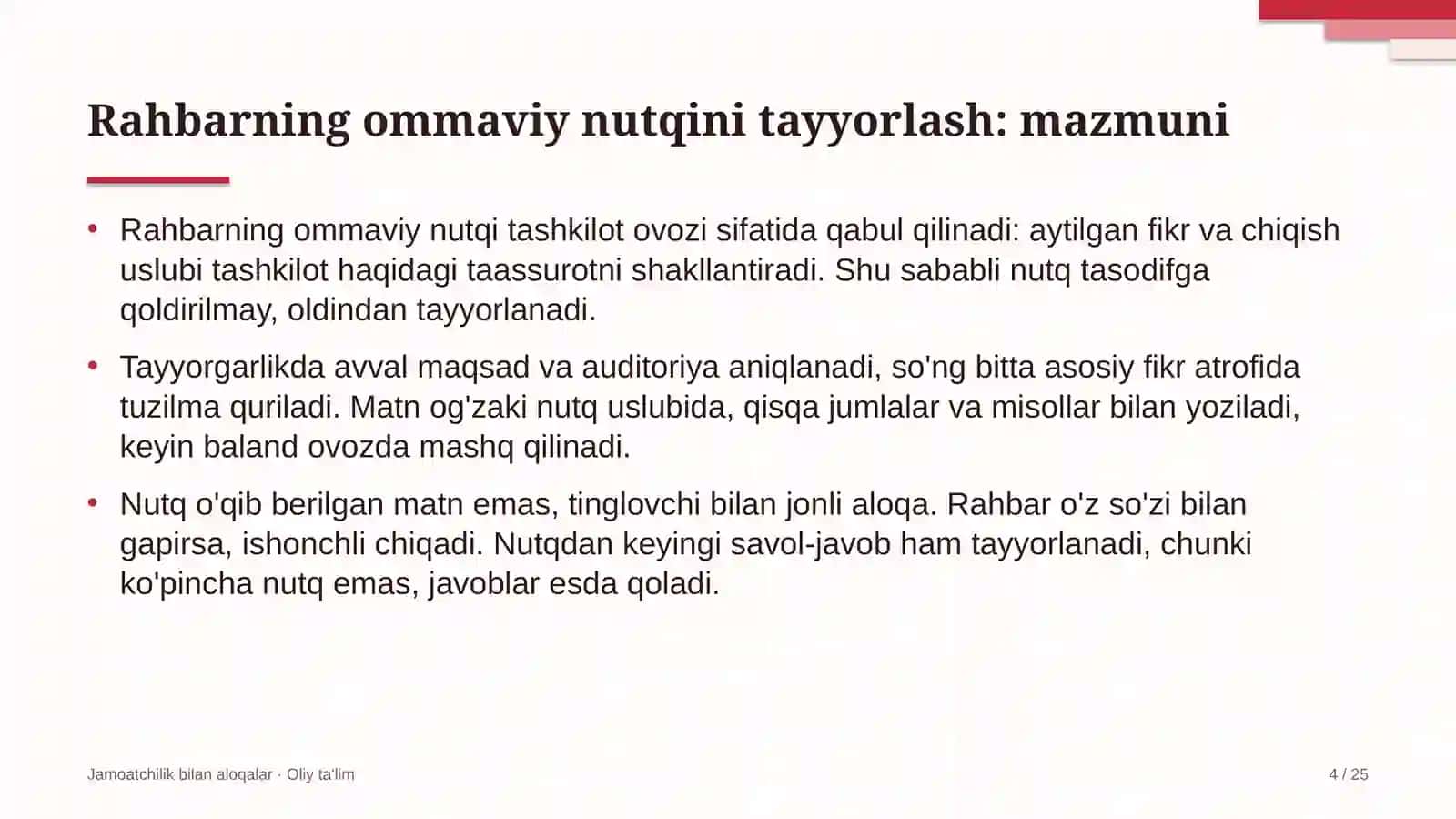 Boshlang'ich ta'limda rahbarning ommaviy nutqini tayyorlash 4