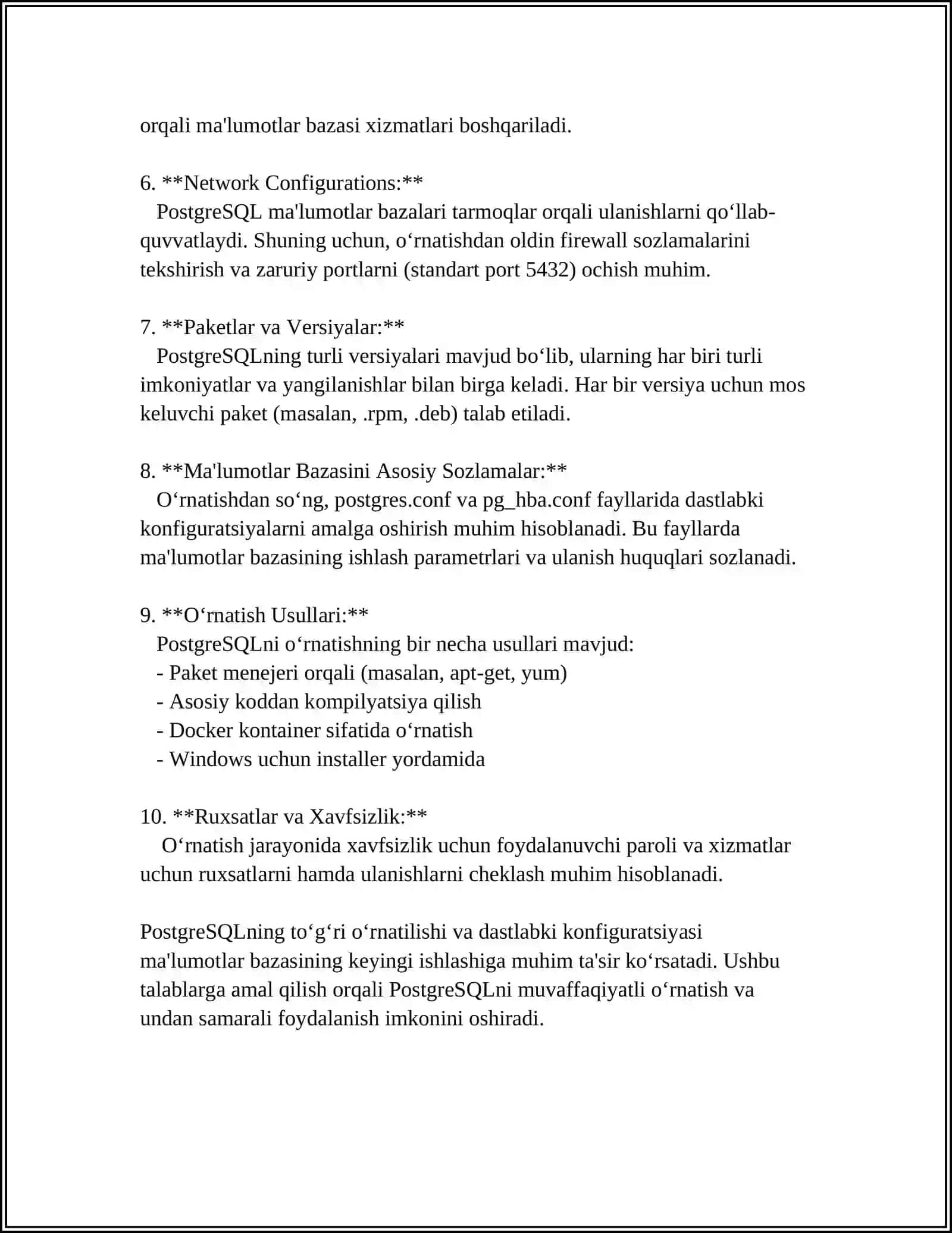PostgreSQL DASTURINI O‘RNATISH. ISHCHI MUHITINI SOZLASH 4