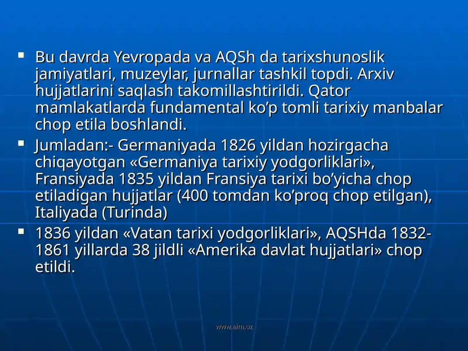 XIX ASRDA G’ARBIY YEVROPA TARIXSHUNOSLIGI 4