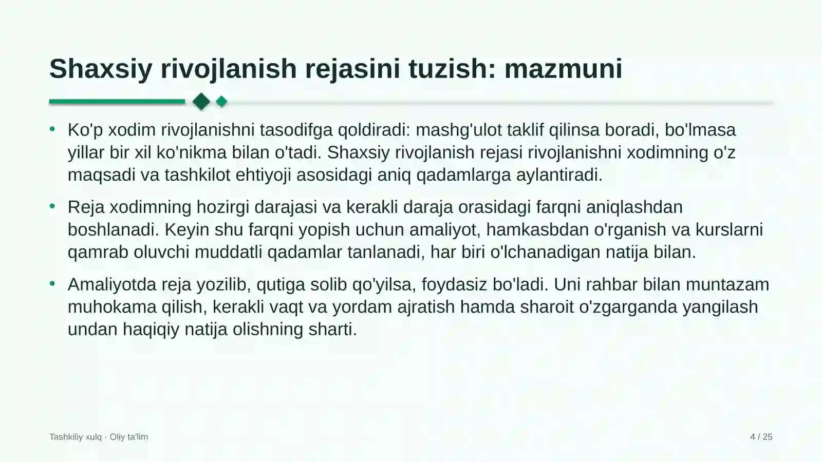 Kitob do'konlarida shaxsiy rivojlanish rejasini tuzish 4